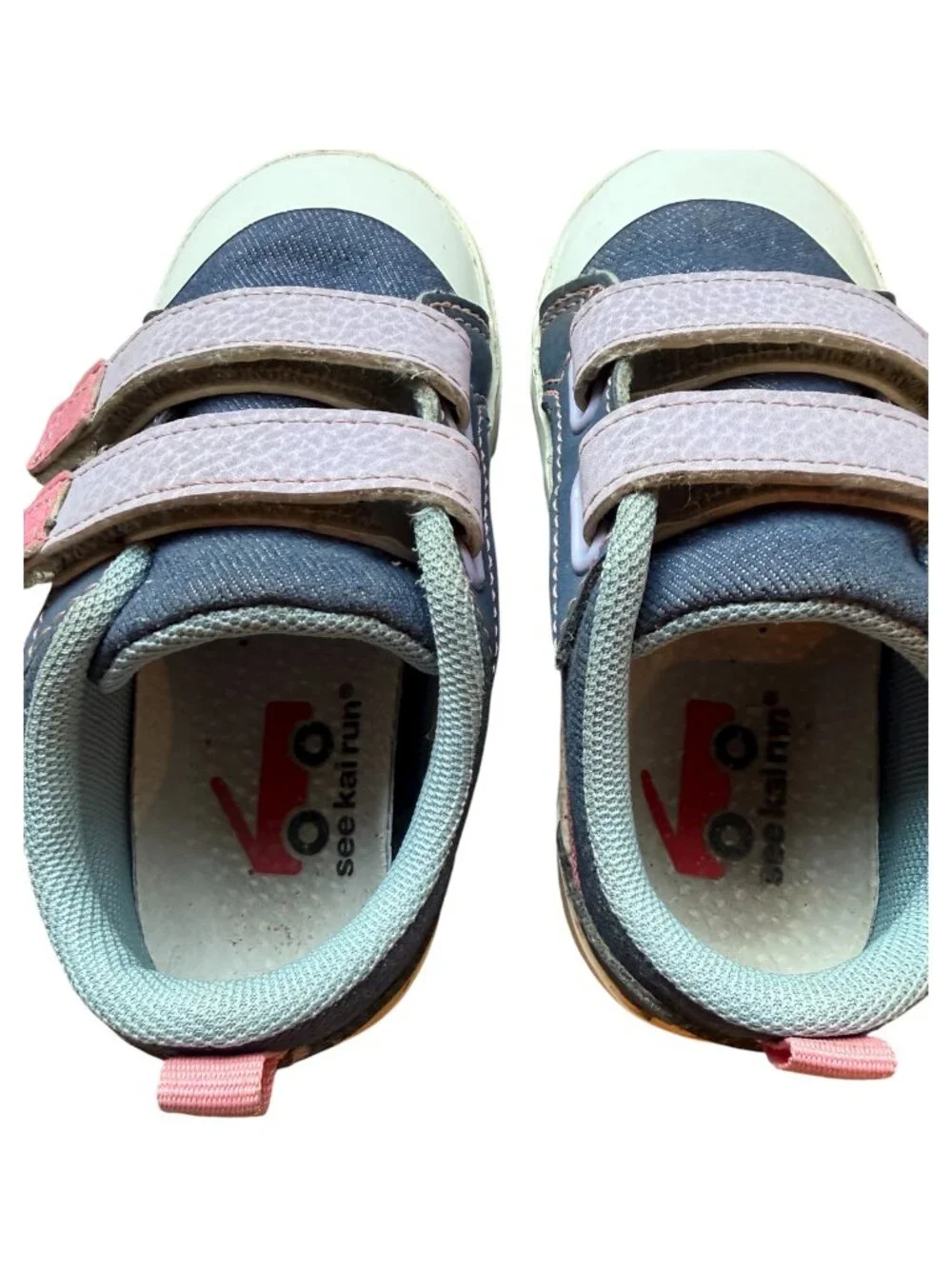 See Kai Run Riley Sneakers – Blue Denim, Purple & Pink – Toddler Size 8